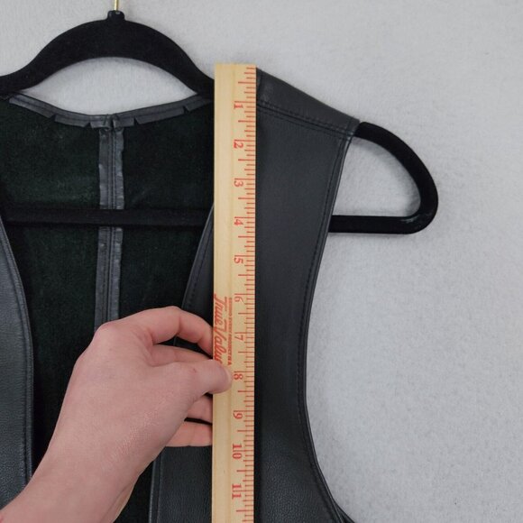 Mephisto Vest Womens Small Black Leather Lace Up Motorcycle Biker Open Front - Picture 4 of 11